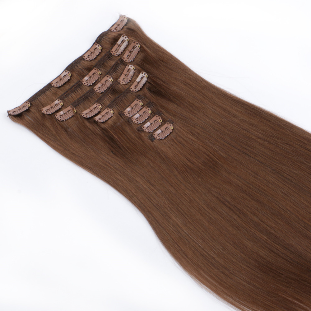  Virgin human hair clip in extensions,clip human hair extension, dark color human hair clip in hair extensionsHN220